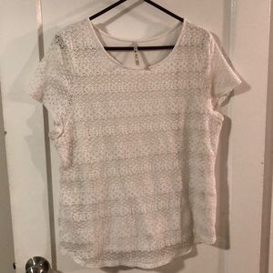 Womans white lace overlay blouse